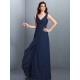 Charming Straps Pleats Sleeveless Long Chiffon Bridesmaid Dresses