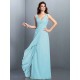 Charming Straps Pleats Sleeveless Long Chiffon Bridesmaid Dresses