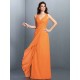 Charming Straps Pleats Sleeveless Long Chiffon Bridesmaid Dresses