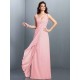 Charming Straps Pleats Sleeveless Long Chiffon Bridesmaid Dresses