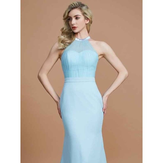 Mermaid Gorgeous Sleeveless Scoop Chiffon Bridesmaid Dresses