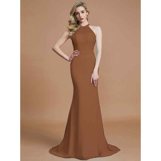 Mermaid Gorgeous Sleeveless Scoop Chiffon Bridesmaid Dresses