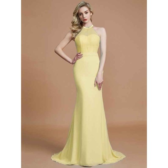 Mermaid Gorgeous Sleeveless Scoop Chiffon Bridesmaid Dresses