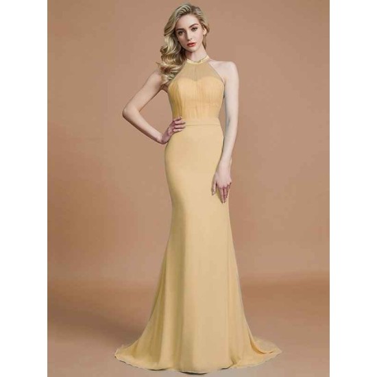 Mermaid Gorgeous Sleeveless Scoop Chiffon Bridesmaid Dresses