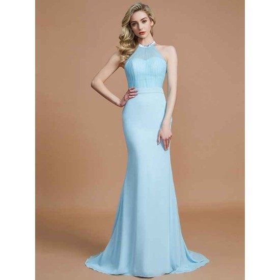 Mermaid Gorgeous Sleeveless Scoop Chiffon Bridesmaid Dresses