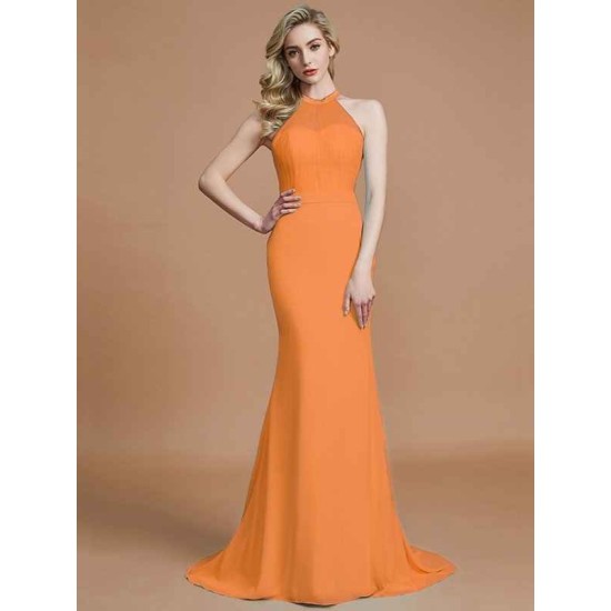 Mermaid Gorgeous Sleeveless Scoop Chiffon Bridesmaid Dresses
