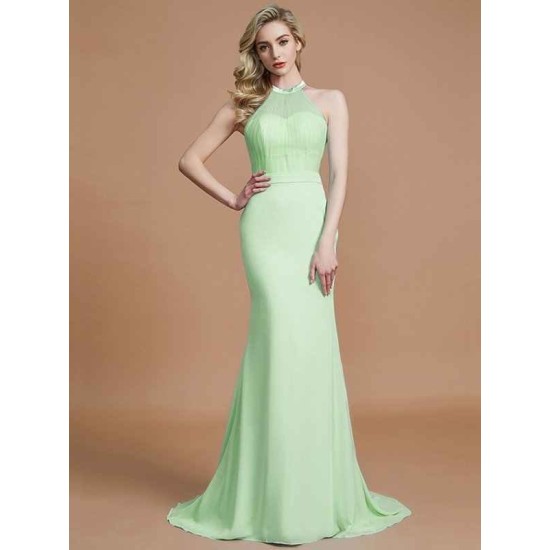 Mermaid Gorgeous Sleeveless Scoop Chiffon Bridesmaid Dresses
