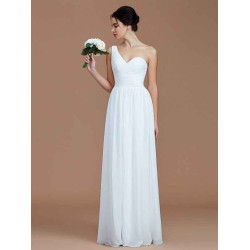 Classy Sleeveless One Shoulders Ruched Chiffon Bridesmaid Dresses