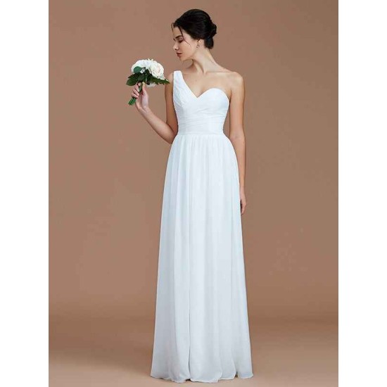 Classy Sleeveless One Shoulders Ruched Chiffon Bridesmaid Dresses
