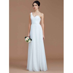 Classy Sleeveless One Shoulders Ruched Chiffon Bridesmaid Dresses