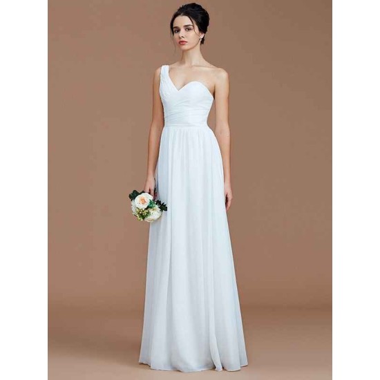 Classy Sleeveless One Shoulders Ruched Chiffon Bridesmaid Dresses
