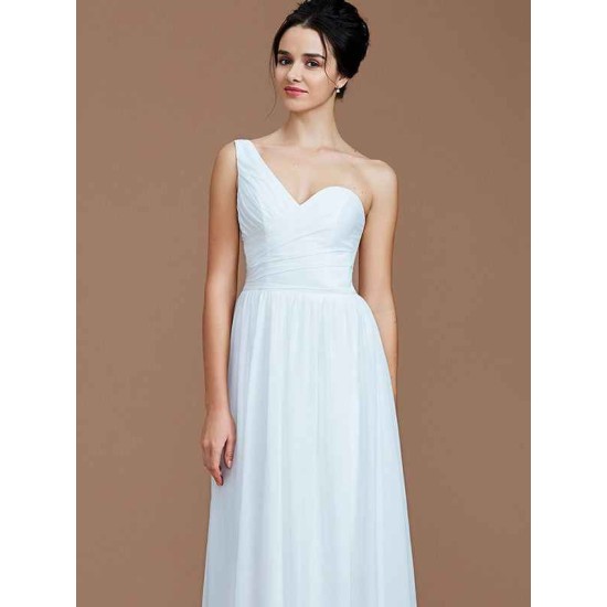 Classy Sleeveless One Shoulders Ruched Chiffon Bridesmaid Dresses
