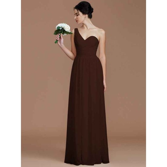 Classy Sleeveless One Shoulders Ruched Chiffon Bridesmaid Dresses