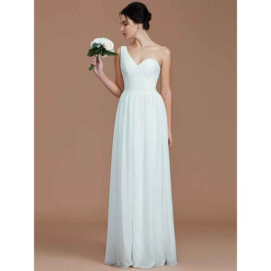 Classy Sleeveless One Shoulders Ruched Chiffon Bridesmaid Dresses