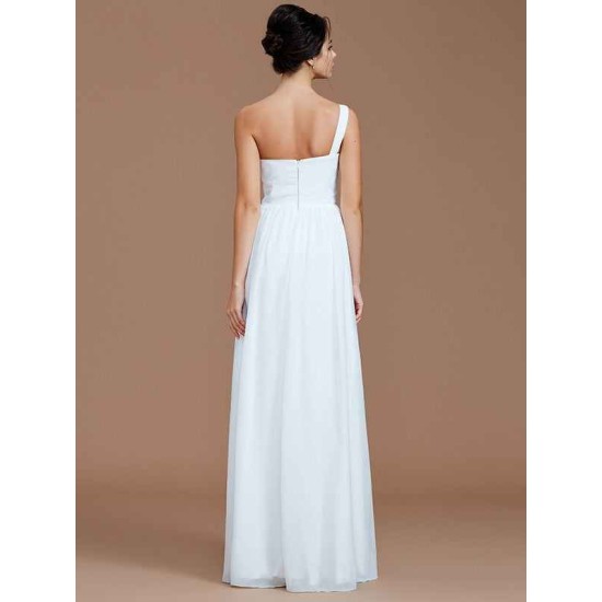 Classy Sleeveless One Shoulders Ruched Chiffon Bridesmaid Dresses