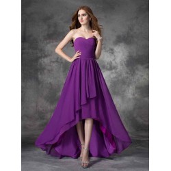 Gorgeous Sweetheart Ruffles Sleeveless High Low Chiffon Bridesmaid Dresses