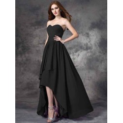 Gorgeous Sweetheart Ruffles Sleeveless High Low Chiffon Bridesmaid Dresses