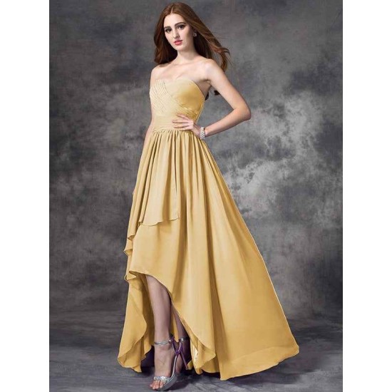 Gorgeous Sweetheart Ruffles Sleeveless High Low Chiffon Bridesmaid Dresses