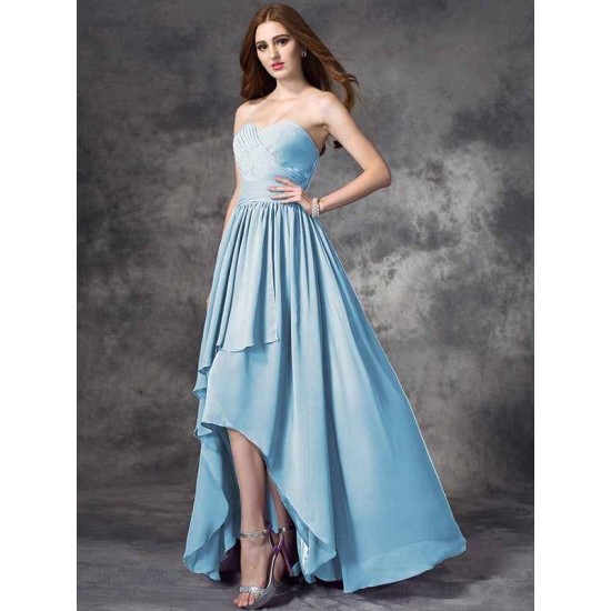 Gorgeous Sweetheart Ruffles Sleeveless High Low Chiffon Bridesmaid Dresses