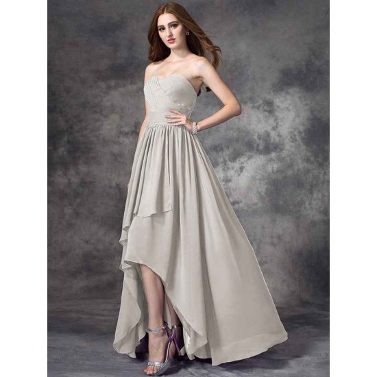 Gorgeous Sweetheart Ruffles Sleeveless High Low Chiffon Bridesmaid Dresses