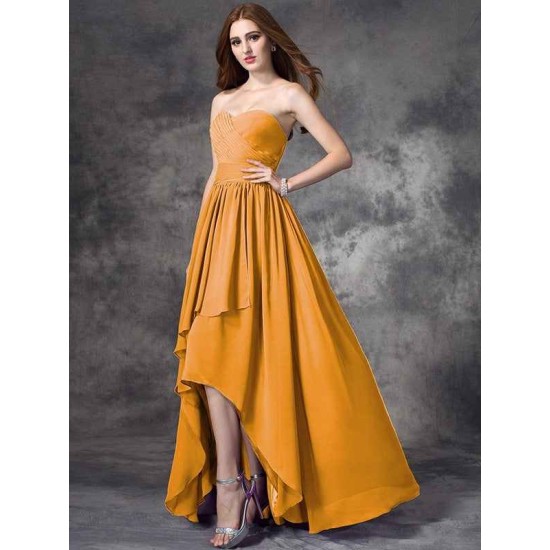 Gorgeous Sweetheart Ruffles Sleeveless High Low Chiffon Bridesmaid Dresses