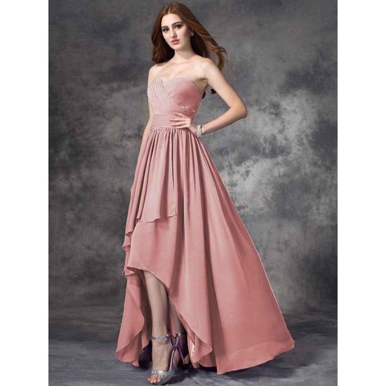 Gorgeous Sweetheart Ruffles Sleeveless High Low Chiffon Bridesmaid Dresses