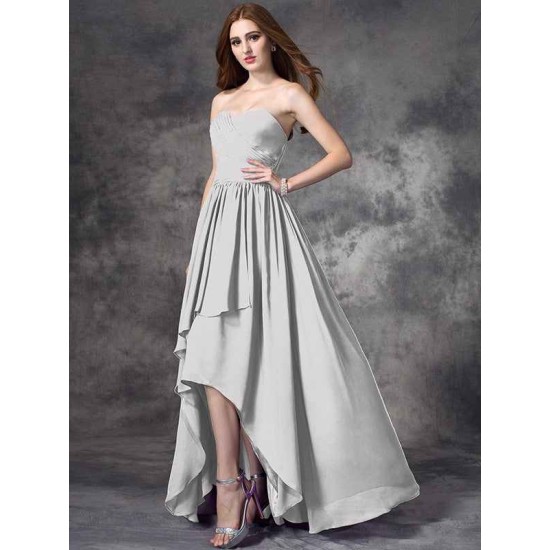 Gorgeous Sweetheart Ruffles Sleeveless High Low Chiffon Bridesmaid Dresses