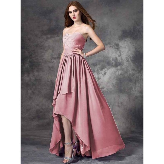 Gorgeous Sweetheart Ruffles Sleeveless High Low Chiffon Bridesmaid Dresses