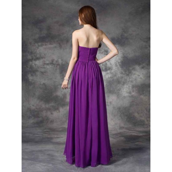 Gorgeous Sweetheart Ruffles Sleeveless High Low Chiffon Bridesmaid Dresses