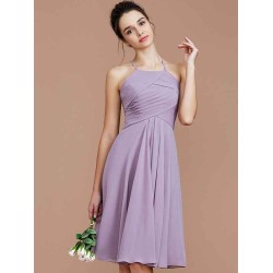 Charming Halter Sleeveless Ruched Short/Mini Chiffon Bridesmaid Dresses