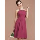 Charming Halter Sleeveless Ruched Short/Mini Chiffon Bridesmaid Dresses