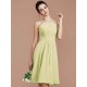 Charming Halter Sleeveless Ruched Short/Mini Chiffon Bridesmaid Dresses