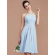 Charming Halter Sleeveless Ruched Short/Mini Chiffon Bridesmaid Dresses