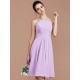 Charming Halter Sleeveless Ruched Short/Mini Chiffon Bridesmaid Dresses