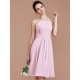 Charming Halter Sleeveless Ruched Short/Mini Chiffon Bridesmaid Dresses