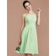 Charming Halter Sleeveless Ruched Short/Mini Chiffon Bridesmaid Dresses