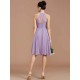 Charming Halter Sleeveless Ruched Short/Mini Chiffon Bridesmaid Dresses