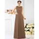 Modern Bateau Beading Sleeveless Long Chiffon Bridesmaid Dresses