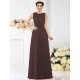 Modern Bateau Beading Sleeveless Long Chiffon Bridesmaid Dresses