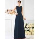 Modern Bateau Beading Sleeveless Long Chiffon Bridesmaid Dresses