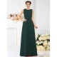 Modern Bateau Beading Sleeveless Long Chiffon Bridesmaid Dresses