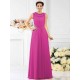 Modern Bateau Beading Sleeveless Long Chiffon Bridesmaid Dresses