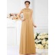 Modern Bateau Beading Sleeveless Long Chiffon Bridesmaid Dresses