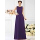 Modern Bateau Beading Sleeveless Long Chiffon Bridesmaid Dresses
