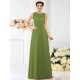 Modern Bateau Beading Sleeveless Long Chiffon Bridesmaid Dresses