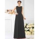 Modern Bateau Beading Sleeveless Long Chiffon Bridesmaid Dresses