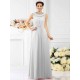 Modern Bateau Beading Sleeveless Long Chiffon Bridesmaid Dresses