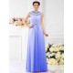 Modern Bateau Beading Sleeveless Long Chiffon Bridesmaid Dresses