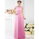 Modern Bateau Beading Sleeveless Long Chiffon Bridesmaid Dresses
