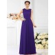 Modern Bateau Beading Sleeveless Long Chiffon Bridesmaid Dresses